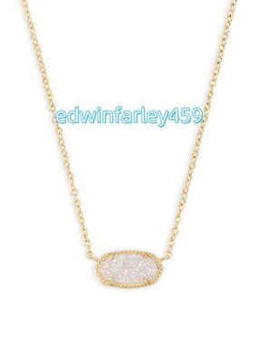 Elisa Gold Pendant Necklace in Iridescent Drusy